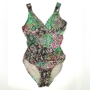 Spanx One Piece Swimsuit Womens Small Assets Full Coverage Slimming Colorful